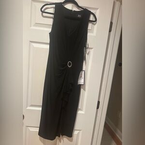 Betsy & Adam Black Midi Dress with Draped Detail